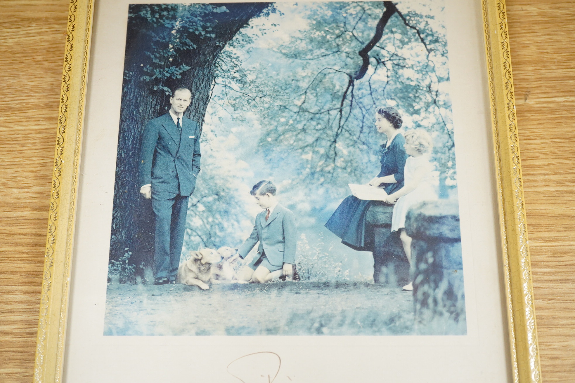 Two autographed photographs of Prince Philip dated 1957, framed